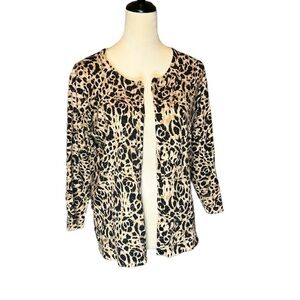 Women’s large cheetah print button up cardigan- Evan-picone